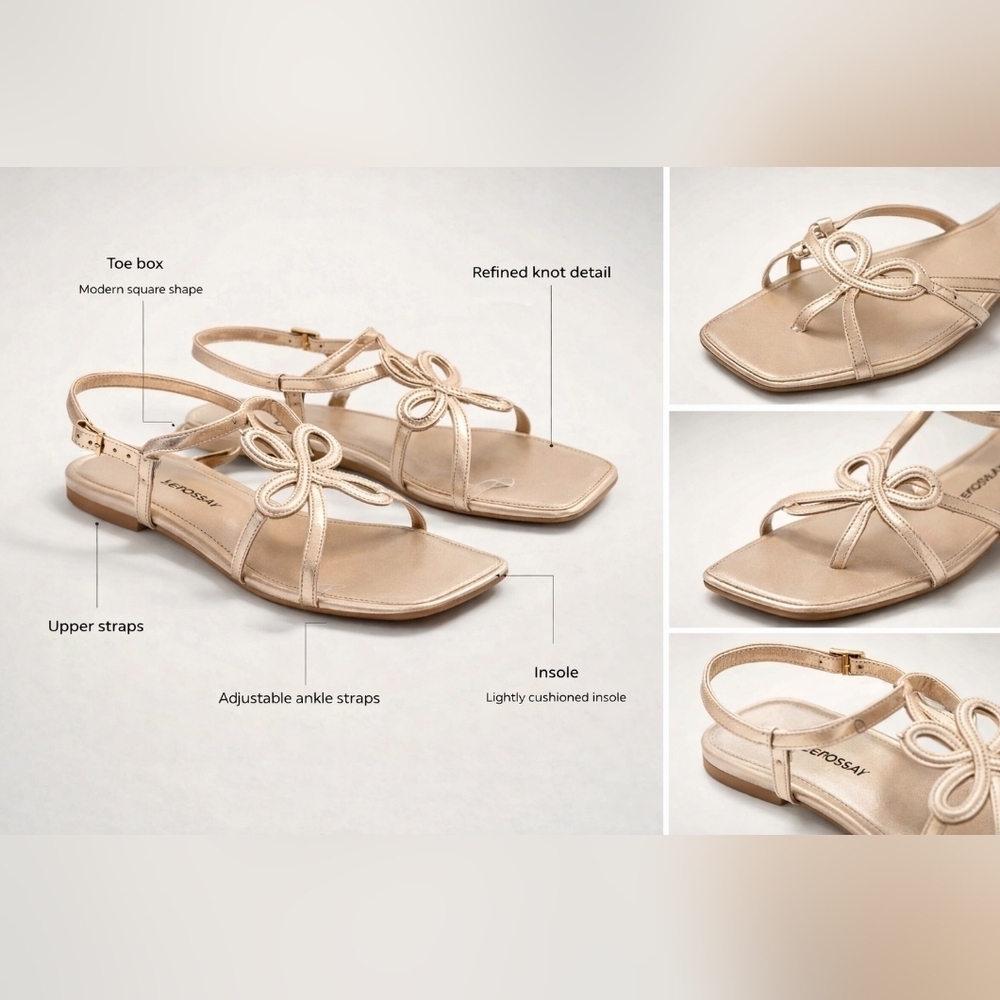 AEROSOLES Gold Women's Sandals - Picture 2 of 11